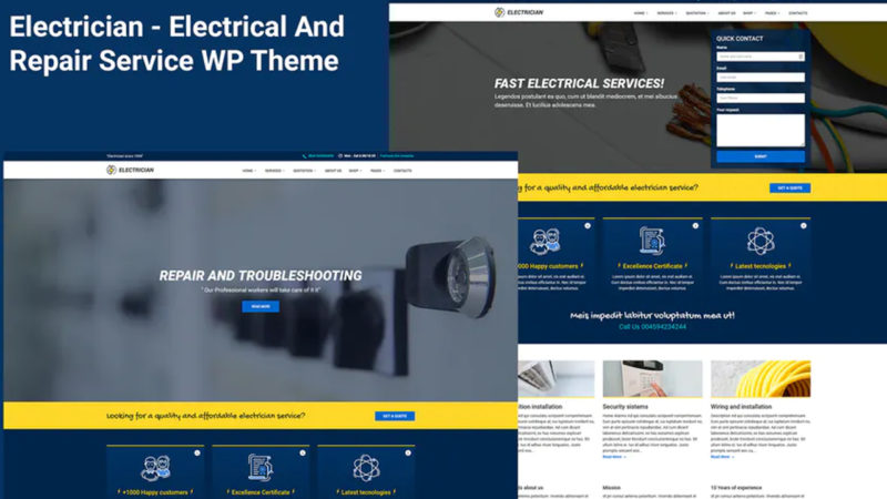 قالب ووردبريس Electrician Electrical Service – لشركات الخدمات الكهربائية