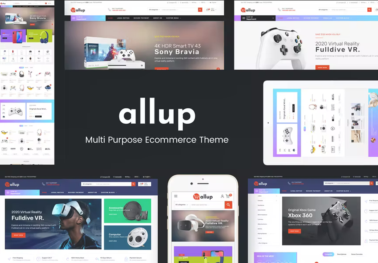 قالب بريستاشوب Allup Multipurpose  – قالب متجر لبيع المنتجات الالكترونية