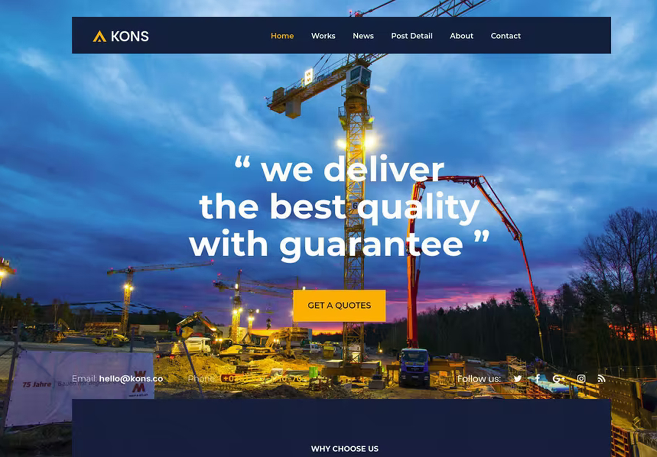 قالب دروبال Kons Construction – قالب لشركات المقاولات