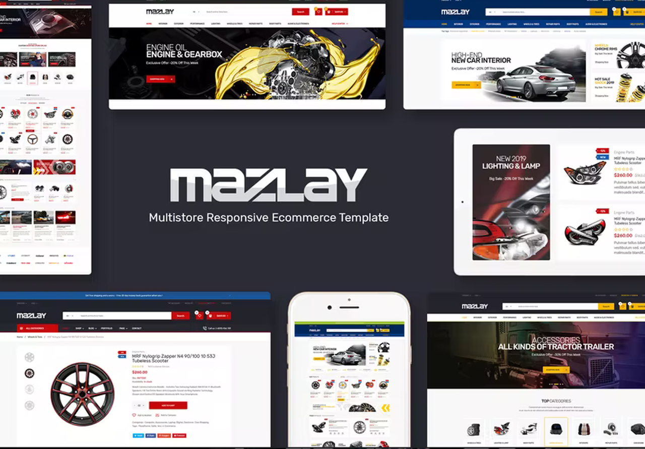 قالب اوبن كارت Mazlay Car Accessories – قالب للمتاجر الالكترونية لبيع قطع غيار السيارات