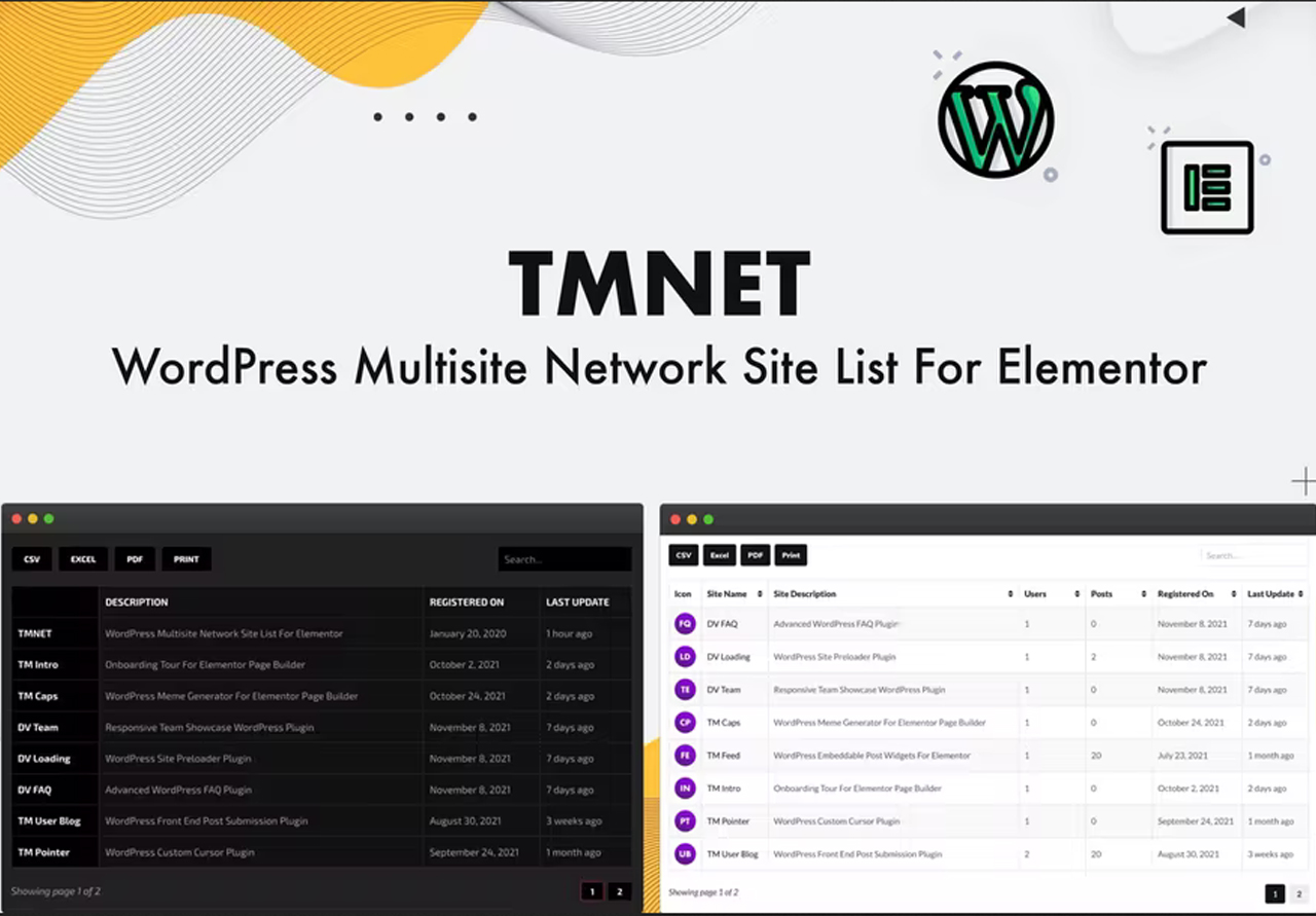 اضافة ووردبريس TMNET – Multisite Network Site List