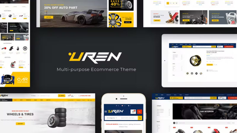 قالب اوبن كارت Uren Car Accessories – قالب للمتاجر الالكترونية لبيع مستلزمات وقطع غيار السيارات